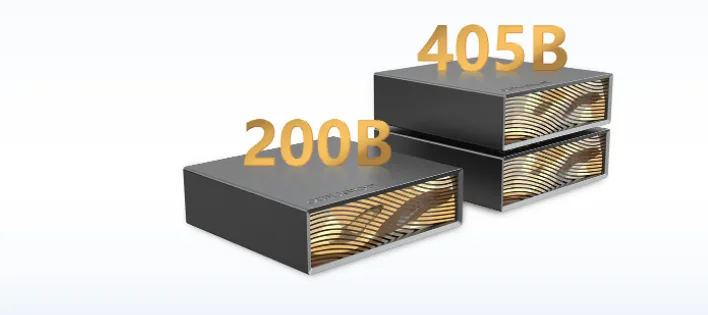 Dois FusionXpark conectados executam modelos de 200B e de 405B parâmetros